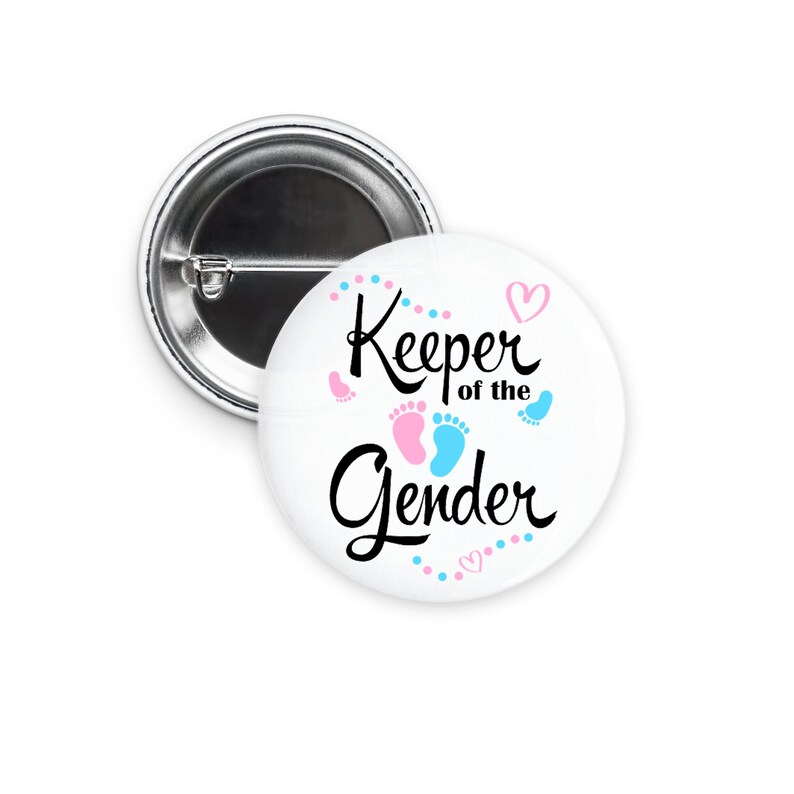 Keeper Of The Gender Pins Boy or Girl Gender Reveal Button Etsy