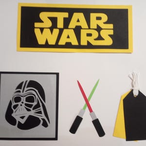 Star Wars Die Cut Title en andere bijpassende paperpiecing scrapbooking - themakop en bijpassende kleurgecoördineerde stukken. Allemaal handgemaakt.