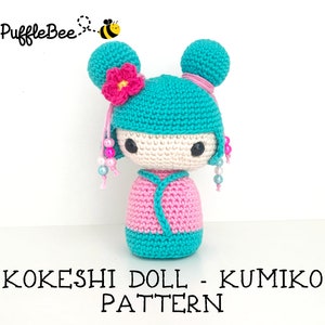 Amigurumi Kokeshi Doll Crochet Pattern. Fun & Easy! Cute Japanese Kimono Doll. Language - English