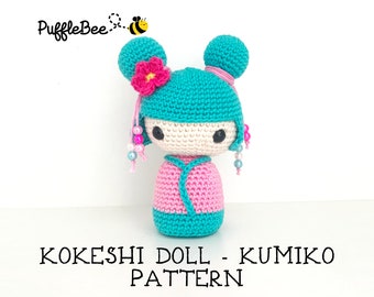 Amigurumi Kokeshi Doll Crochet Pattern. Fun & Easy! Cute Japanese Kimono Doll. Language - English