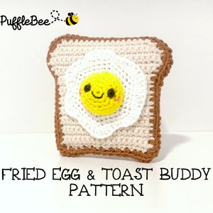 Amigurumi Cute Fried Egg & Toast Crochet Pattern. Kawaii food. Language - English