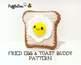 Amigurumi Cute Fried Egg & Toast Crochet Pattern. Kawaii food. Language - English