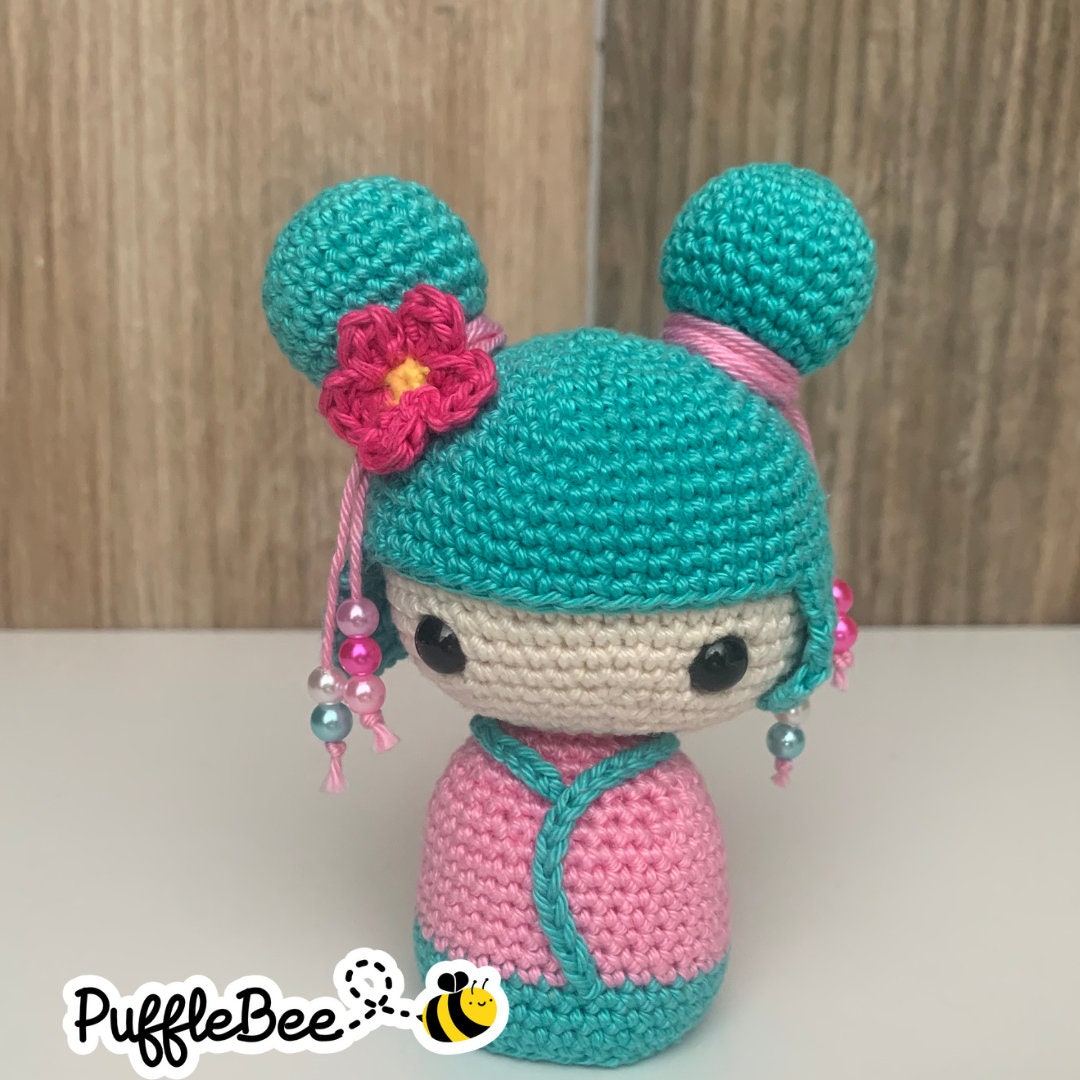 Amigurumi Kokeshi Doll Crochet Pattern. Fun & Easy Cute Japanese Kimono ...