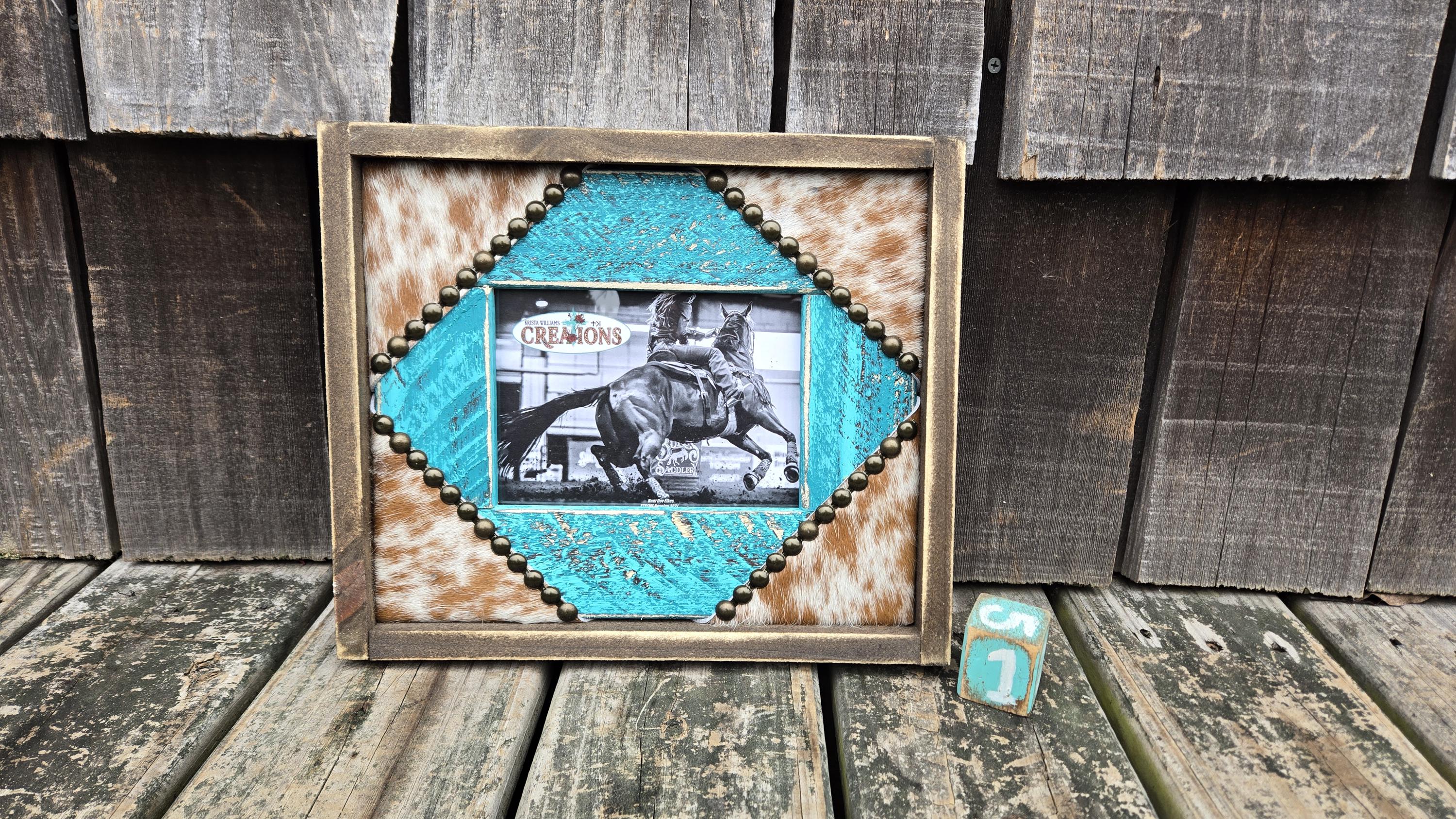 IN STOCK, 5x7 Simple Cowhide, Frame. TURQUOISE #1 - Etsy