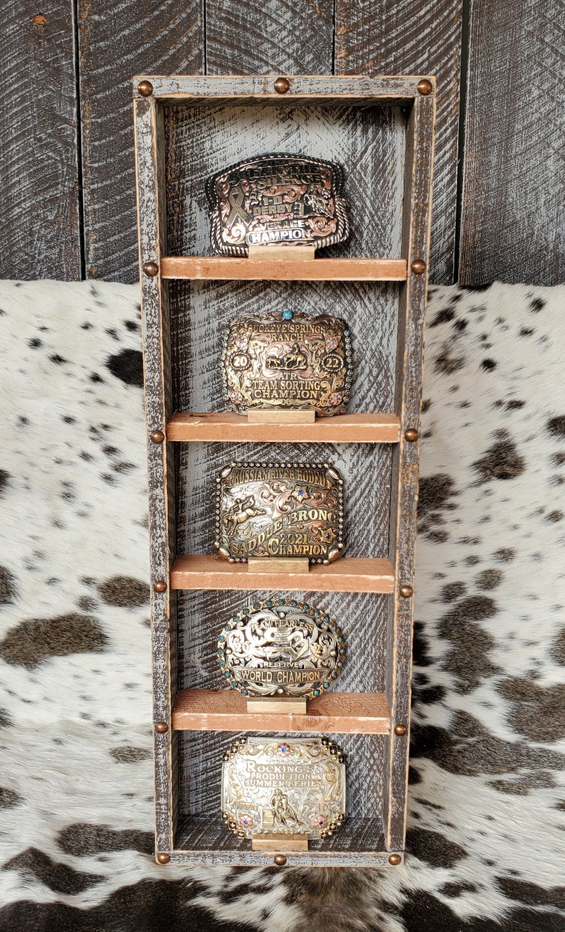 5 COUNT Belt Buckle Display Case. BARNWOOD BROWN Etsy