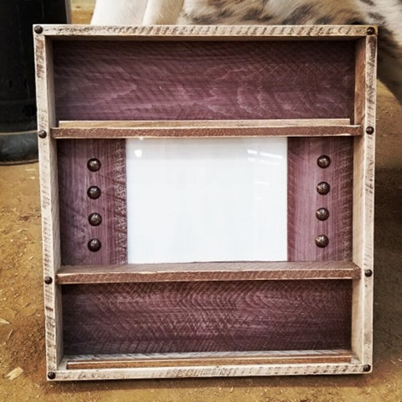 6 Belt Buckle Display 8x10 Frame Rustic warm brown base Etsy
