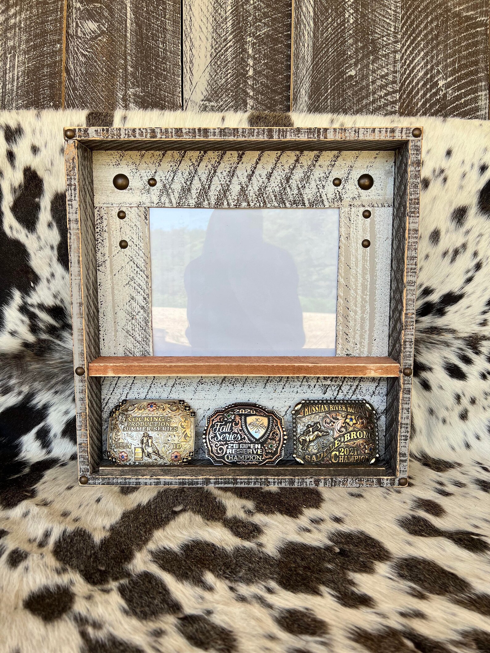 Buckle Display With 8x10 Picture. Holds 1-3 Buckles. Whitewash - Etsy