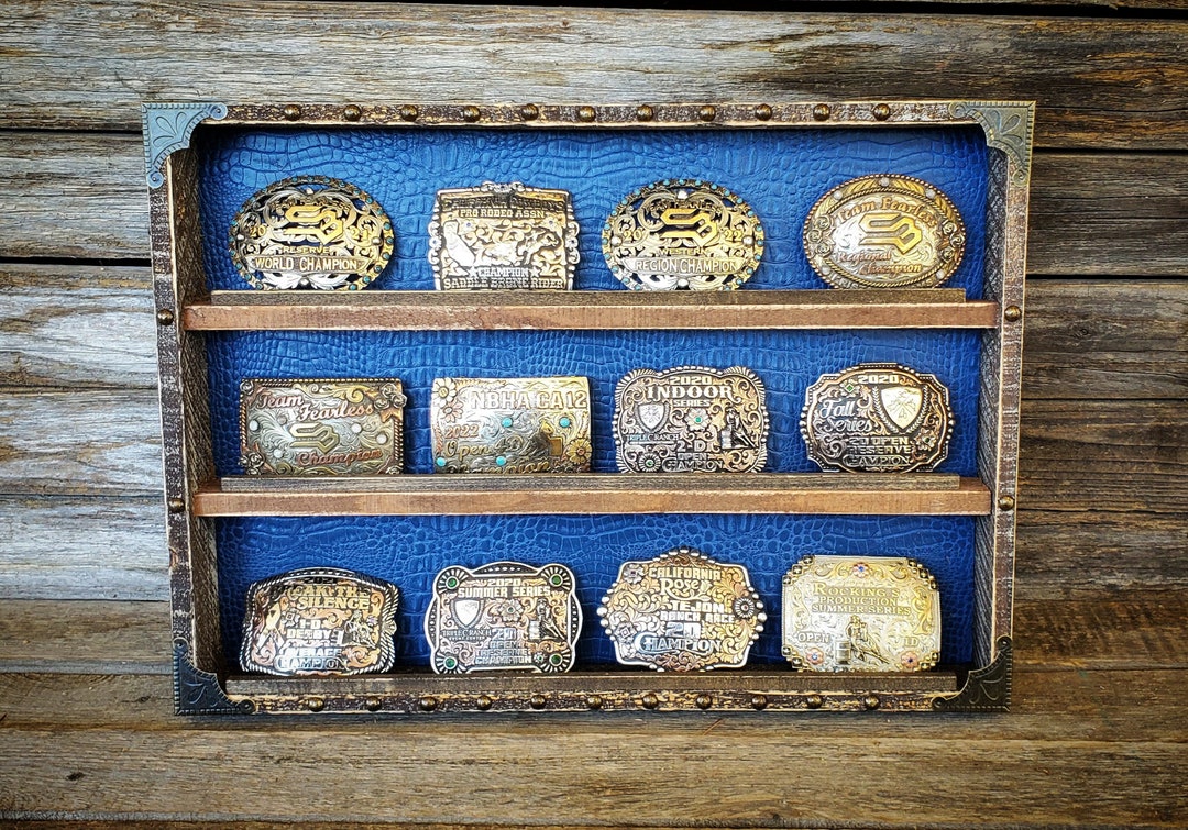 12 Count Belt Buckle Display, Gator, Dark Antique ROYAL BLUE Etsy