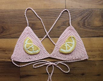 Pink Lemonade Crochet Bikini top/ Bralette