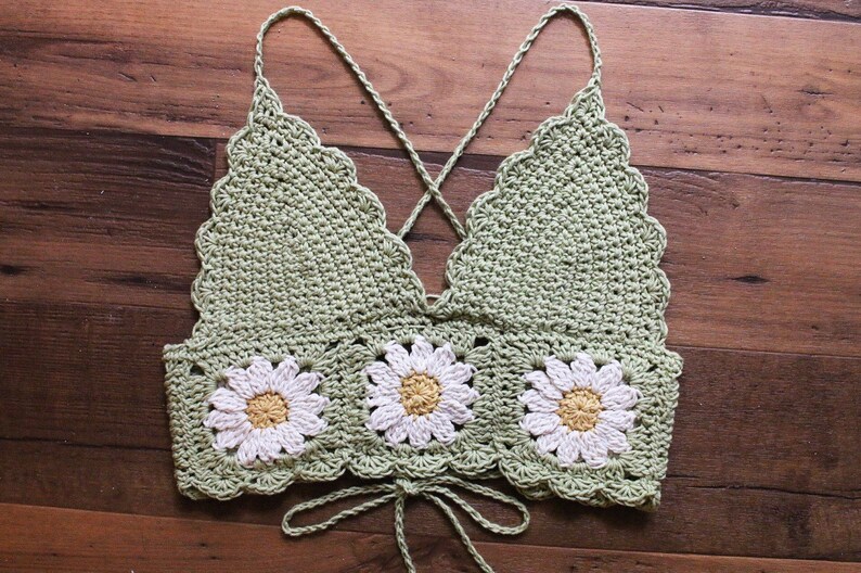 Crocheted Daisy Crop Top Etsy