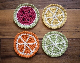 Crochet Fruit Slice Coasters (set of 4)