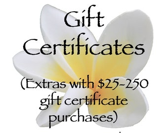 Gift Certificate | Gift | Holiday | Christmas | Birthday | Valentines | Mothers Day | Free Shipping