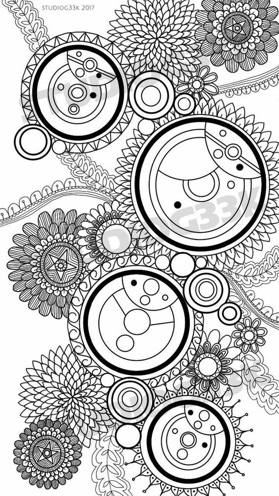Digital Doctor Who Gallifreyan Zentangle Printable Coloring Sheet Digital Doctor Who Gallifreyan Zentangle Printable Coloring Sheet
