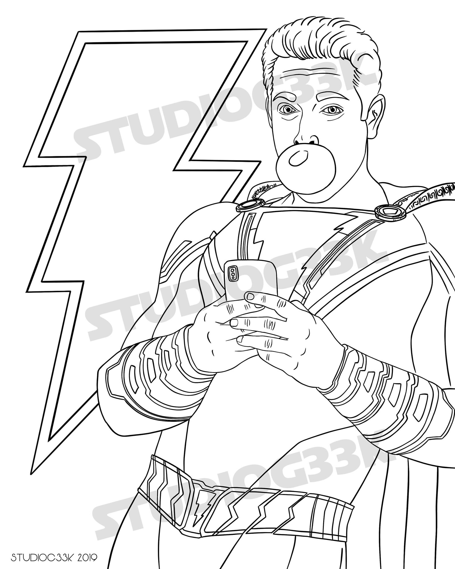 Shazam Printable Digital Download Printable Coloring Page | Etsy