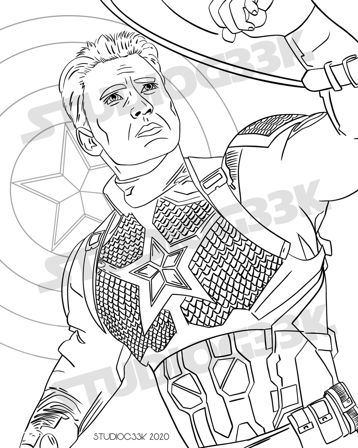 Captain America Avengers Printable Digital Download Coloring | Etsy