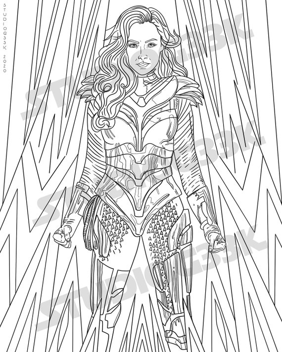 Wonder Woman Printable Digital Download Coloring Page Etsy