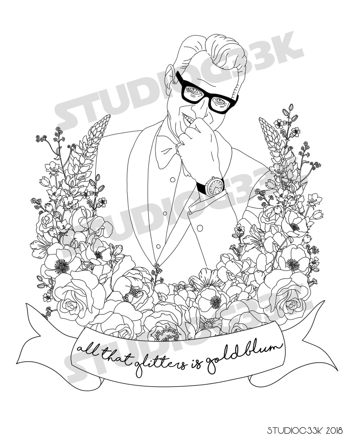 Jeff Goldblum Three Digital Download Coloring Pages Package Etsy