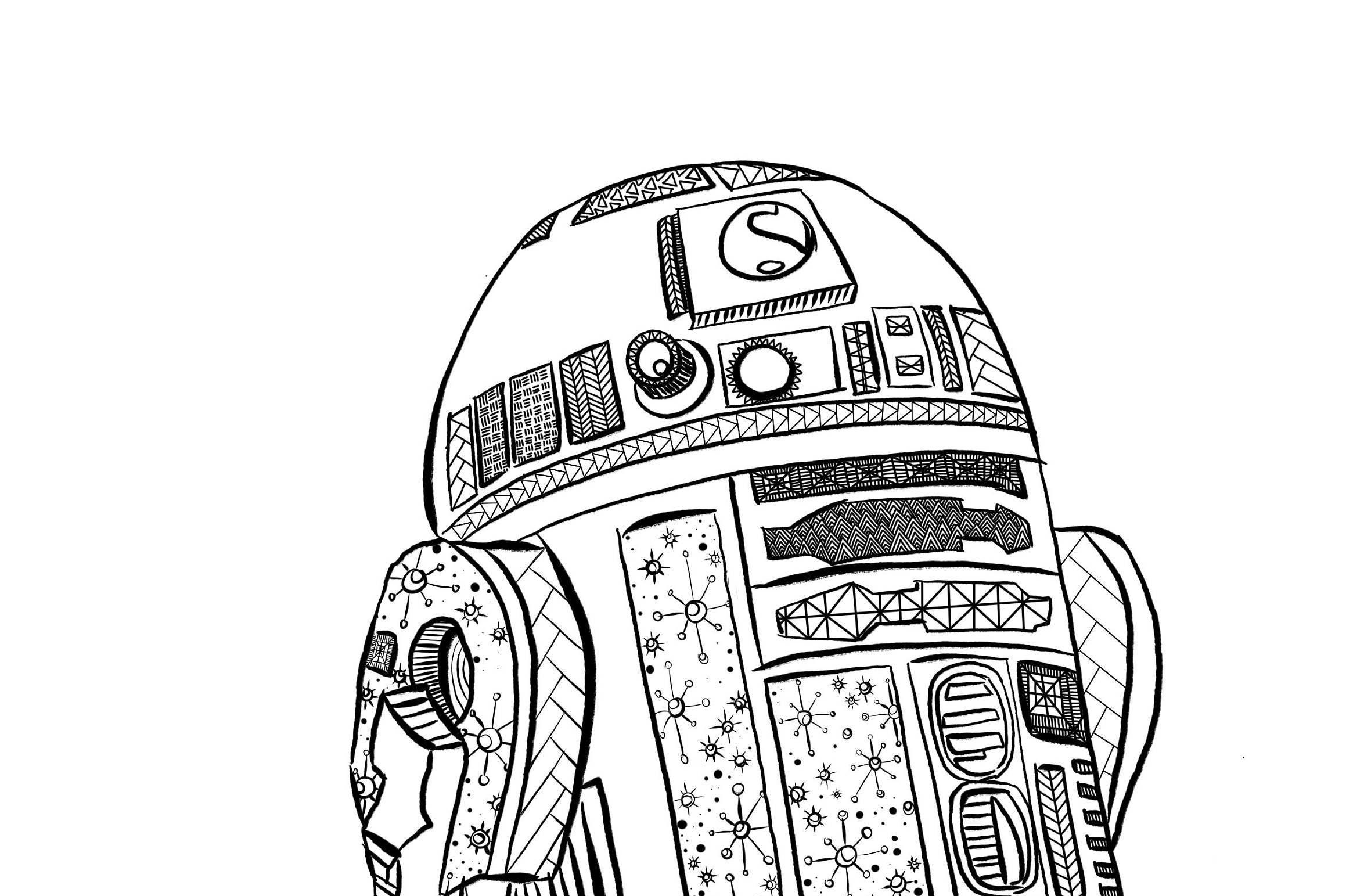 Droid Zentangle Printable Digital Download Coloring Page | Etsy