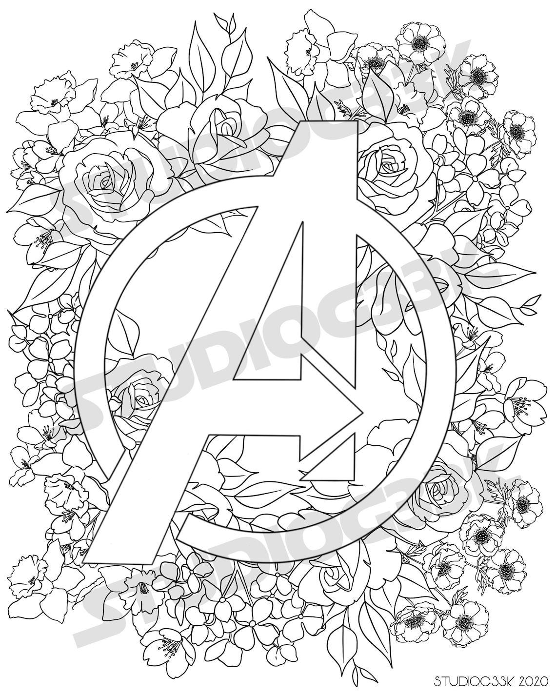 Avengers Logo Printable Digital Download Coloring Page | Etsy