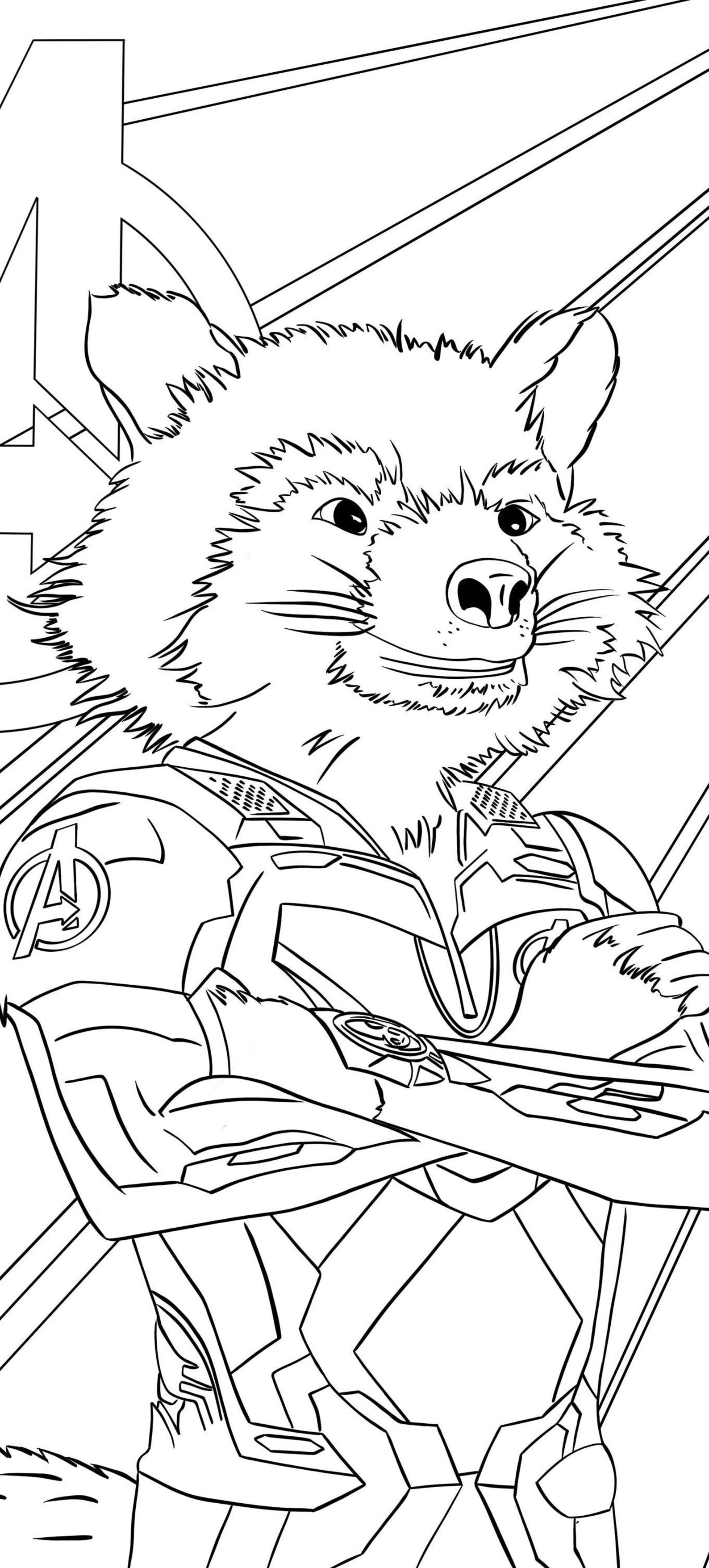 Rocket Raccoon Printable Digital Download Coloring Page | Etsy