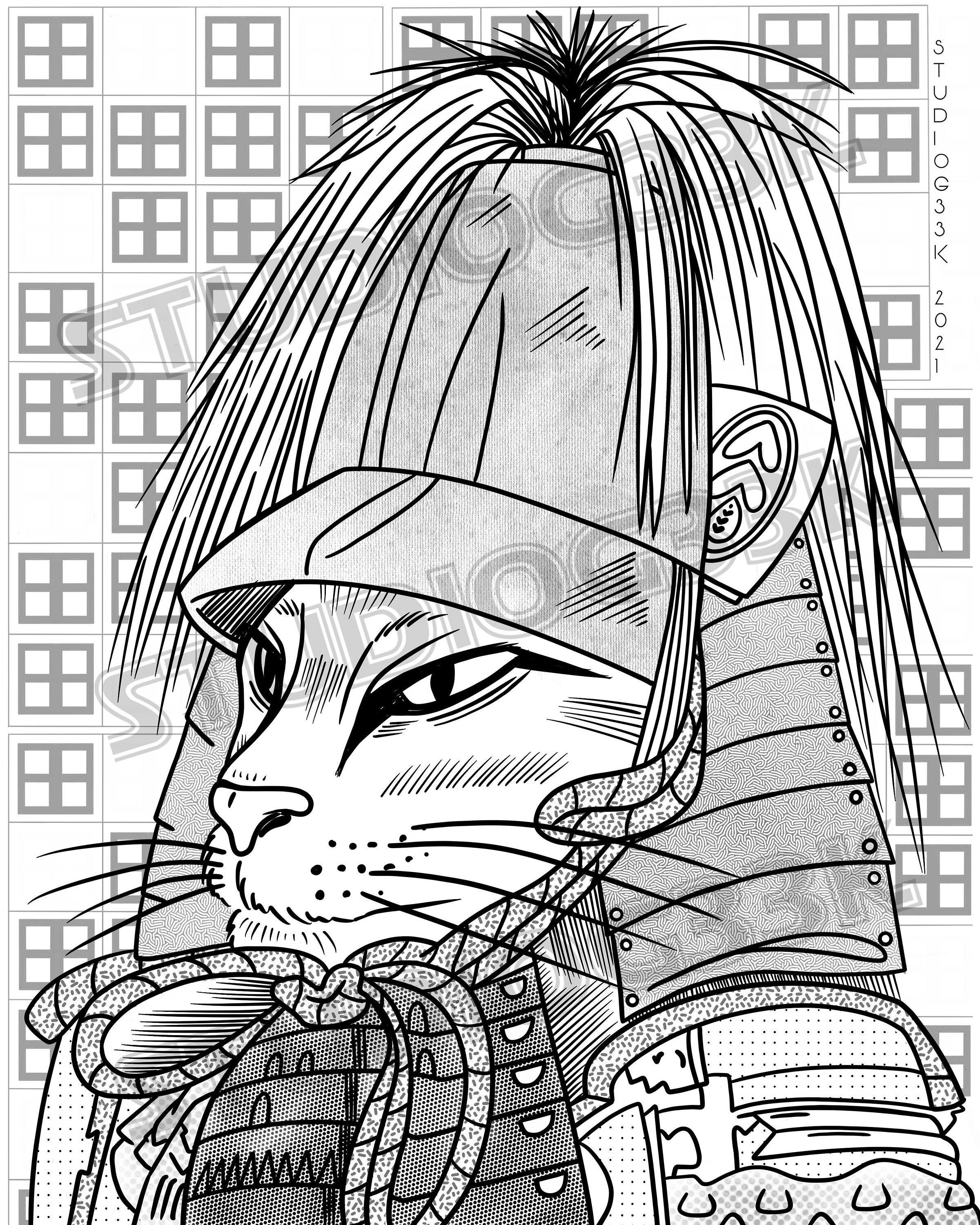 Cat Japan Coloring Etsy