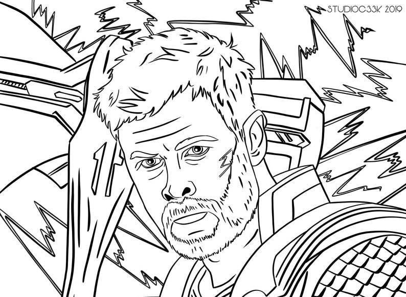 Thor Endgame Printable Coloring Sheet | Etsy