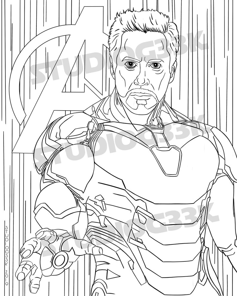 Iron Man Endgame Printable Coloring Sheet | Etsy