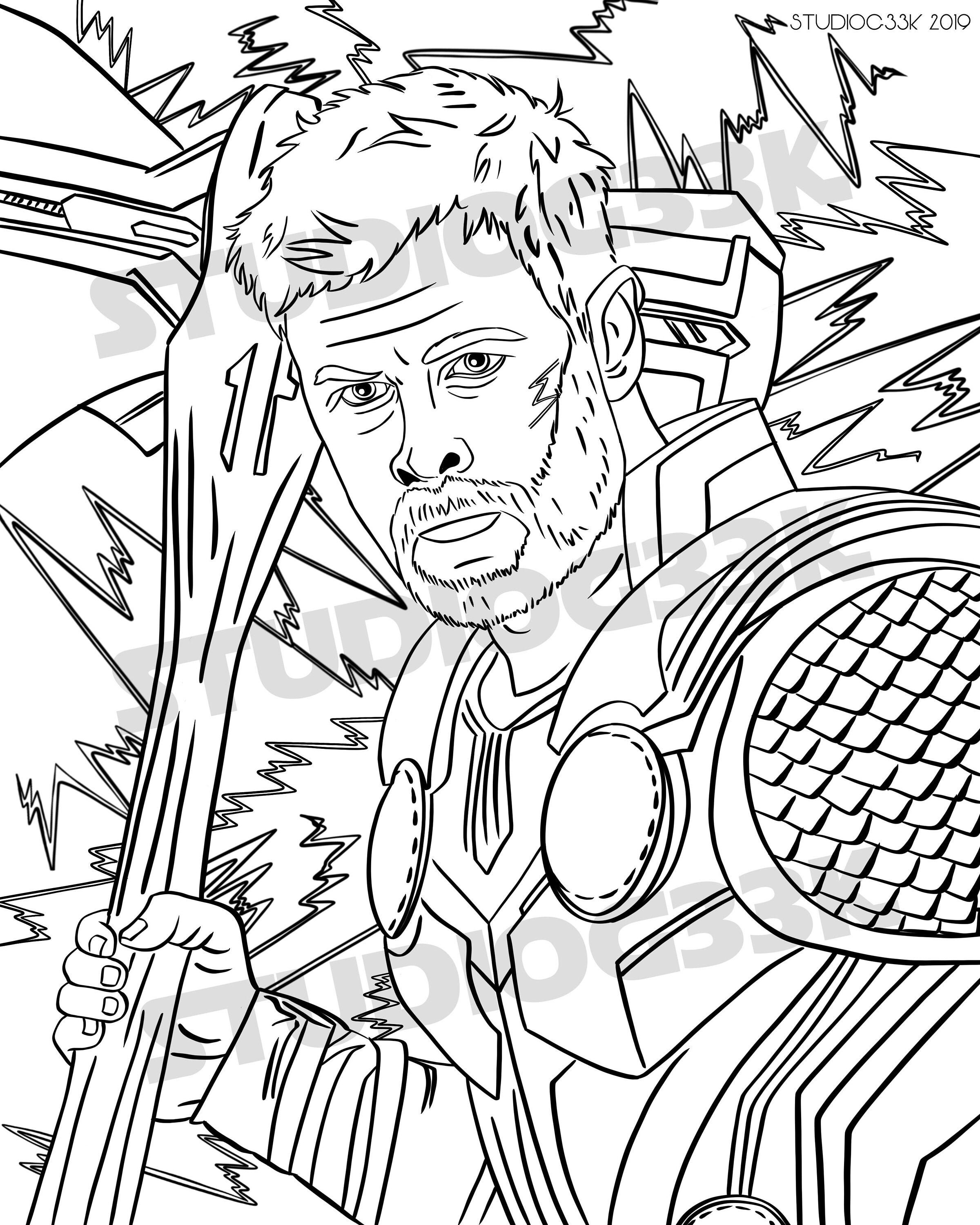 Thor Printable Digital Download Coloring Page Etsy