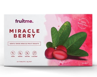 Paquete de 10 tabletas Miracle Berry - 10 píldoras de frutas milagrosas suavemente secas - Endulza esos momentos amargos con FruitMe