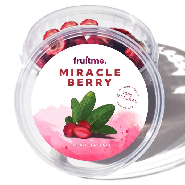 Miracle Berry Whole Fruit - 30 Gently Dried Miracle Fruit Seedless Berry halves - Sweeten Those Sour Moments With FruitMe
