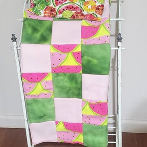 Watermelon theme blanket, 30&quot;x40&quot; baby blanket, pink & green blanket, Fleece blanket, Flannel blanket, girl Blanket, tummy time blanket