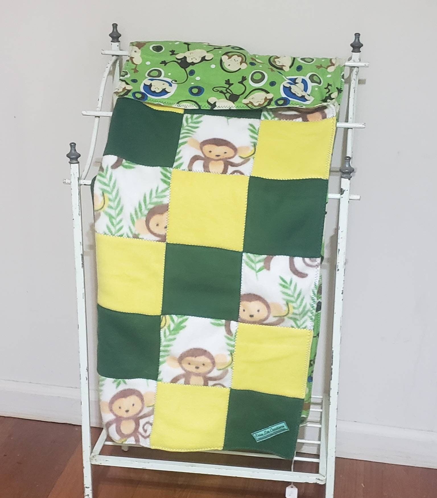 NERDY MONKEYS GLASSES baby toddler car seat  36x30  fleece personalized blanket 