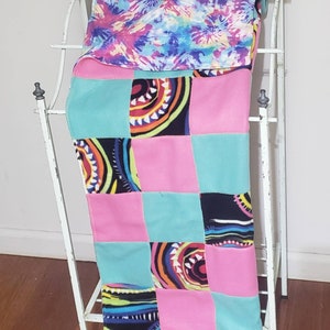 Tie die blanket, 30&quot;x40&quot; baby blanket, pink & teal blanket, Fleece blanket, Flannel blanket, girl Blanket, tummy time blanket