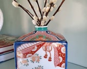 Beautiful Tiffany and Company Imari vase square vase gilt accents Japanese decor Housewarming gift holiday gift luxury