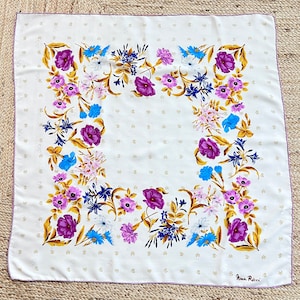 Beautiful vintage Nina Ricci floral silk scarf // vintage designer silk scarf // Made in Italy // silk scarf // collectible scarf // luxury