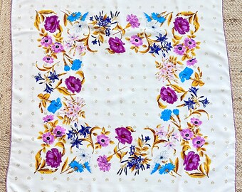 Beautiful vintage Nina Ricci floral silk scarf // vintage designer silk scarf // Made in Italy // silk scarf // collectible scarf // luxury