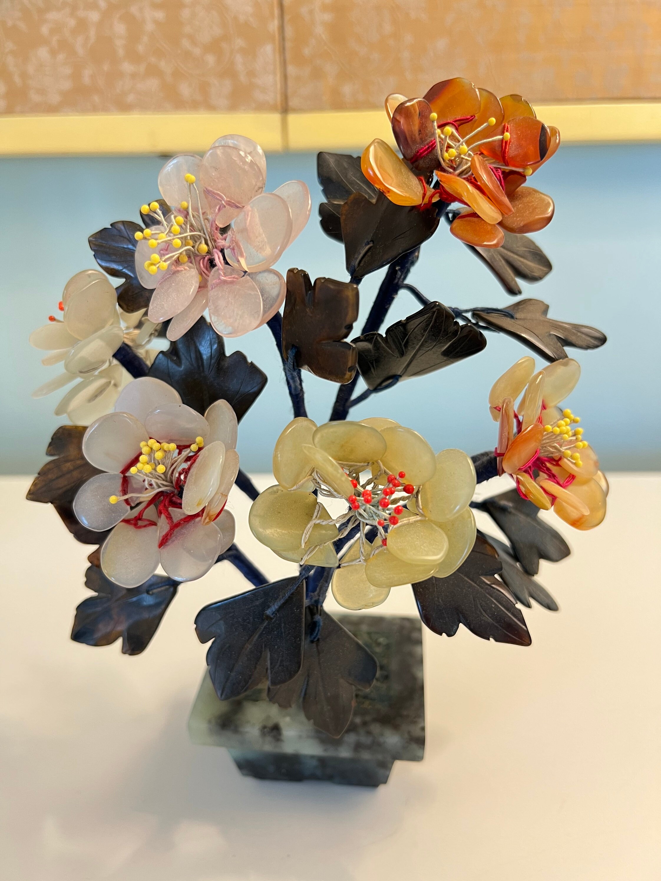 Vintage Jade Tree // Stone Bonsai // Midcentury // Pink Quartz Etsy