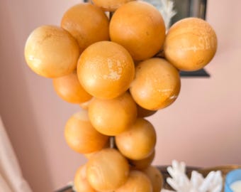 Beautiful midcentury vintage alabaster lamp with alabaster grapes // two-bulb lamp with pull chains // carved Italian alabaster // large