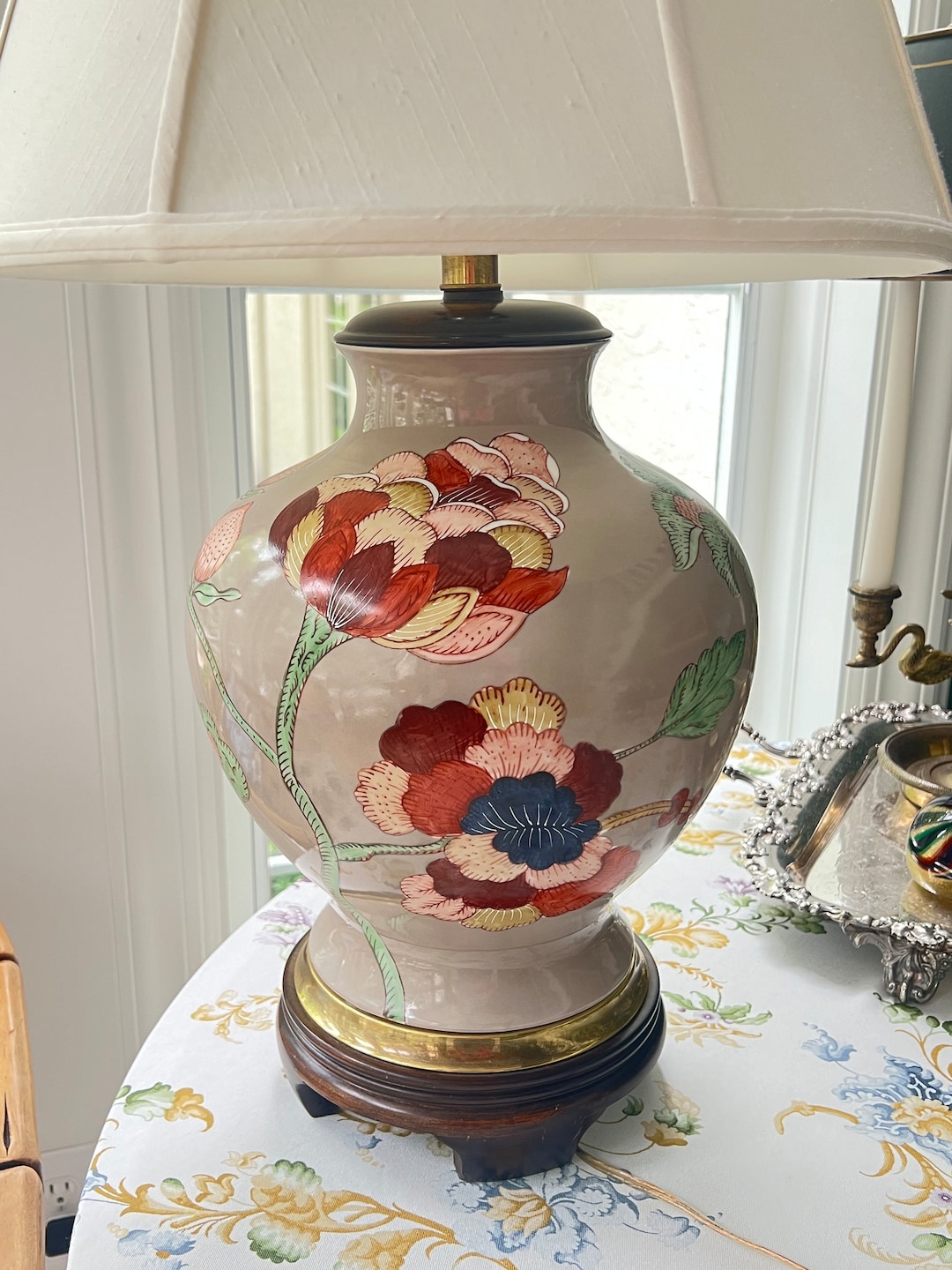 Vintage Frederick Cooper Table Lamp // Colorful Floral on a
