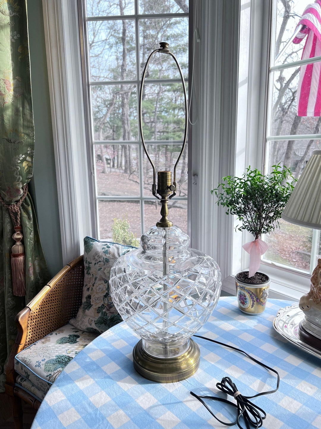 未使用保管品 WILDWOOD LAMP 高級 テーブルランプB「MO9161」 Vintage Wildwood Crystal Table Lamp // Cut Crystal Lamp