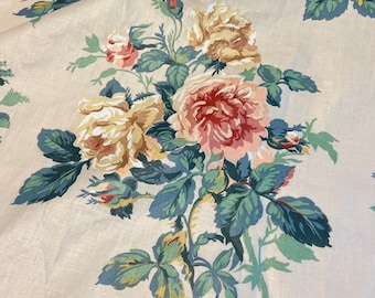 Hobe Erwin vintage chintz “Cabbage Rose” F Schumacher // cotton shabby roses decorator fabric // nostalgia // 8.7 yards // decorator fabric