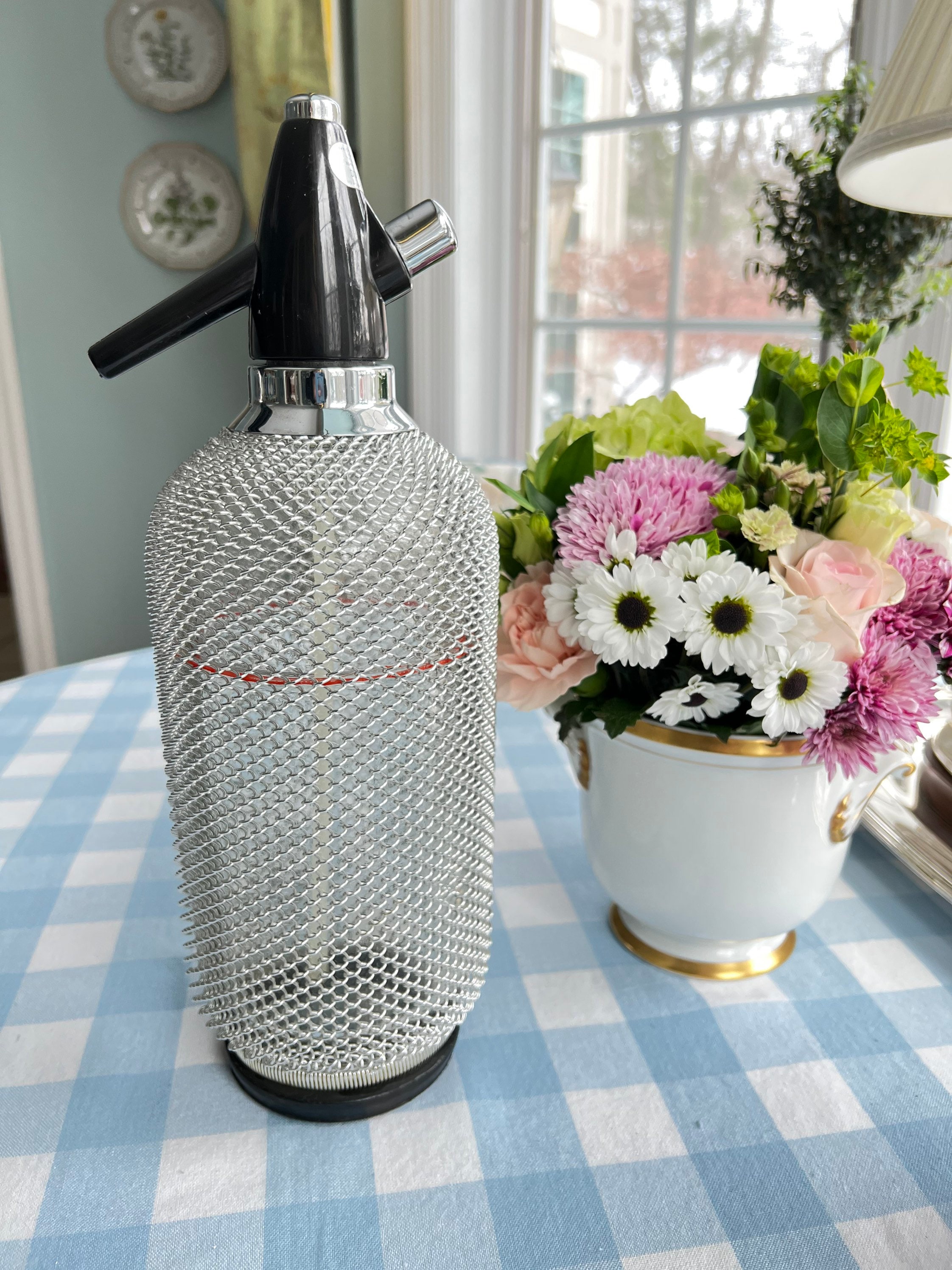 Vintage ACC Czech Crystal Soda Bottle With Mesh Exterior
