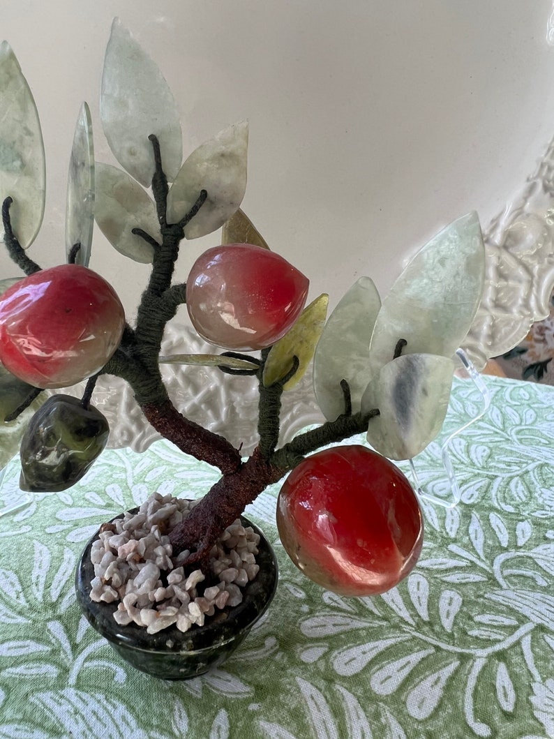 Vintage Jade Tree With Plums // Stone Bonsai With Stone Fruits Etsy