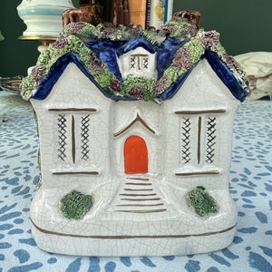 Staffordshire house coin bank // antique Staffordshire ceramic chateau house // 19th century ceramics // English antiques // collectible