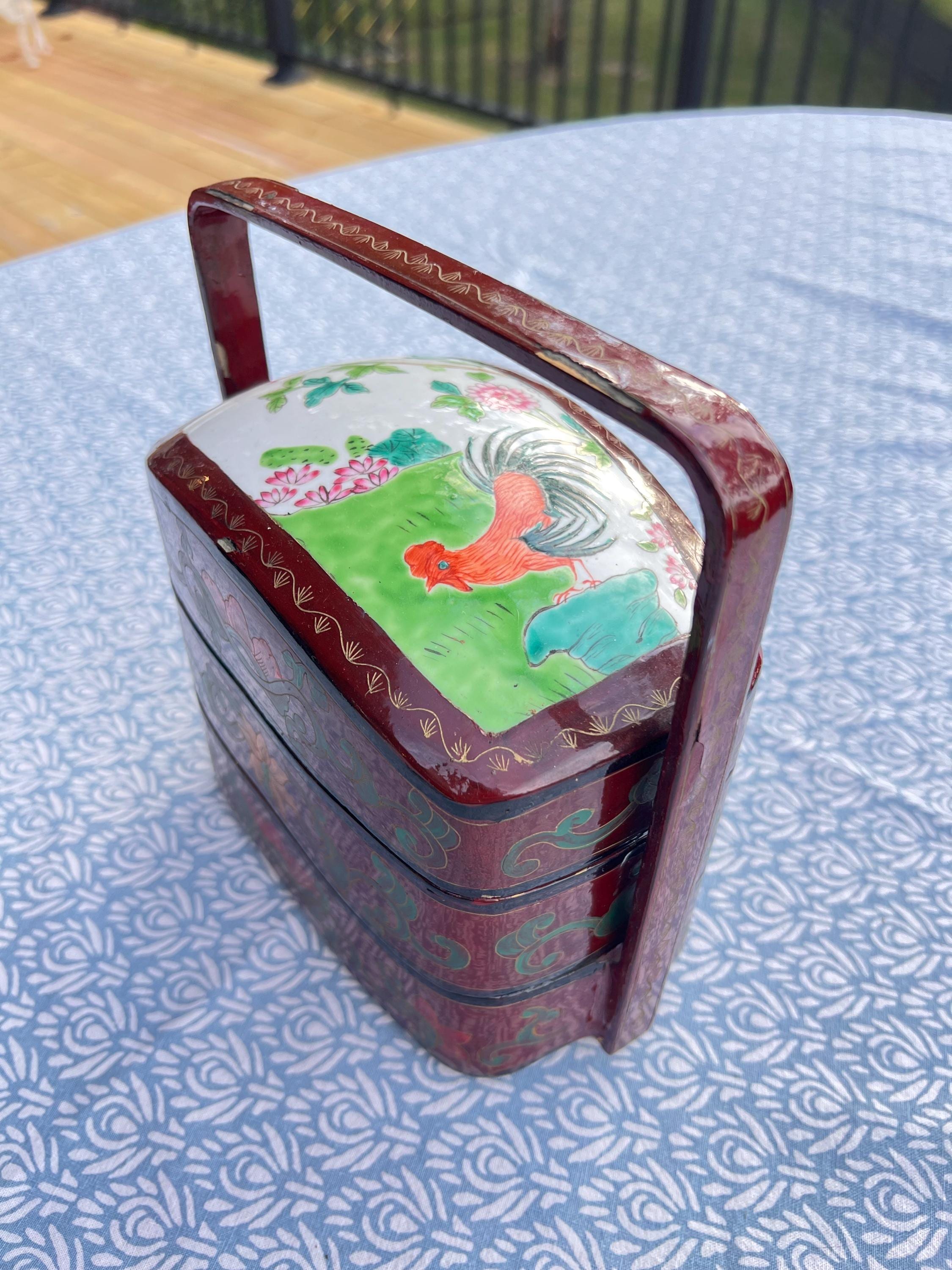 Vintage Asian Stackable Lunchbox - Etsy