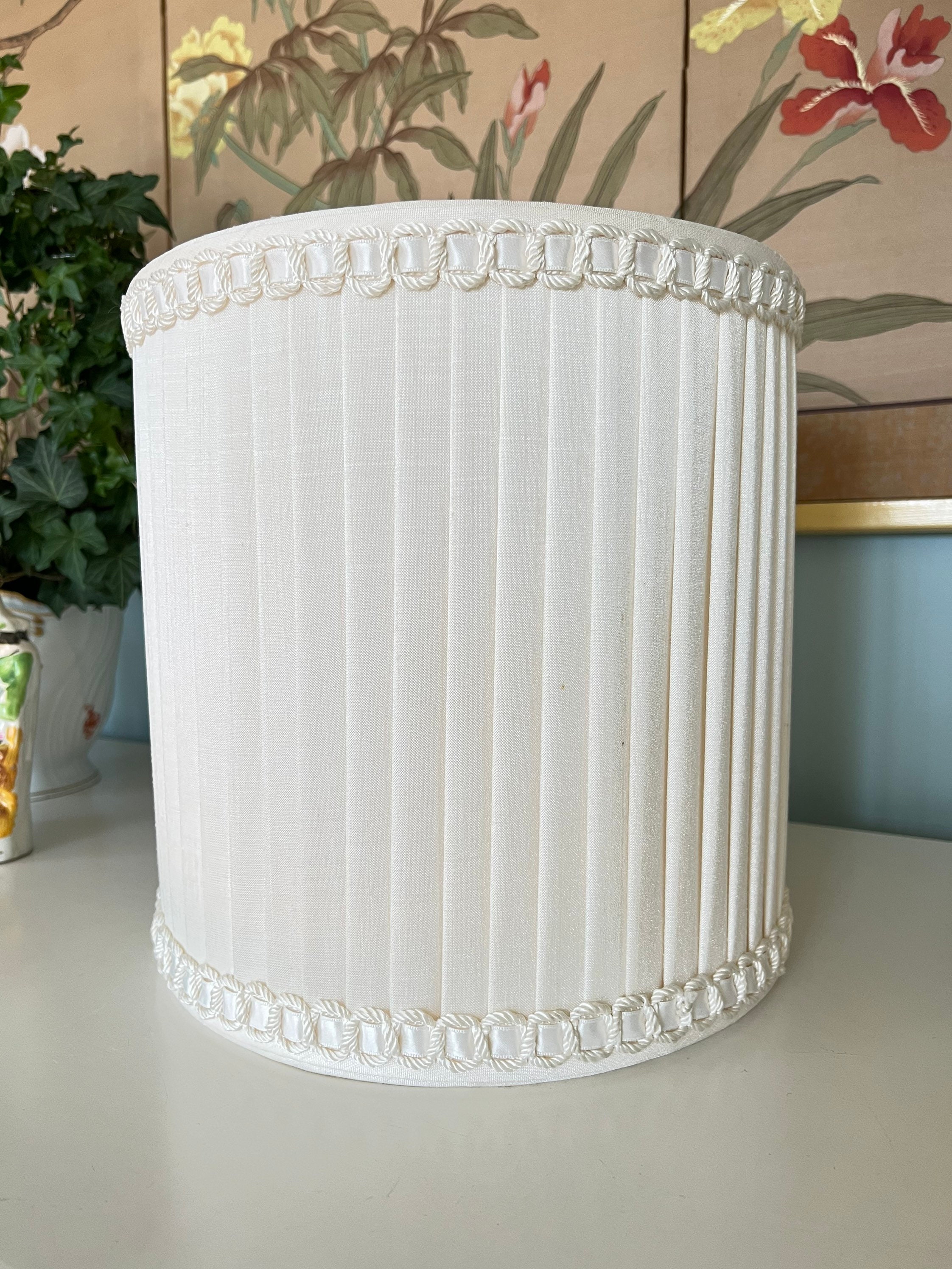 Vintage Frederick Cooper Pleated Drum Lamp Shade Silk Shade