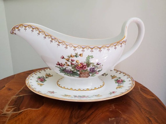 SPODE Copeland China Sauce Pitcher // Gravy Boat With Saucer