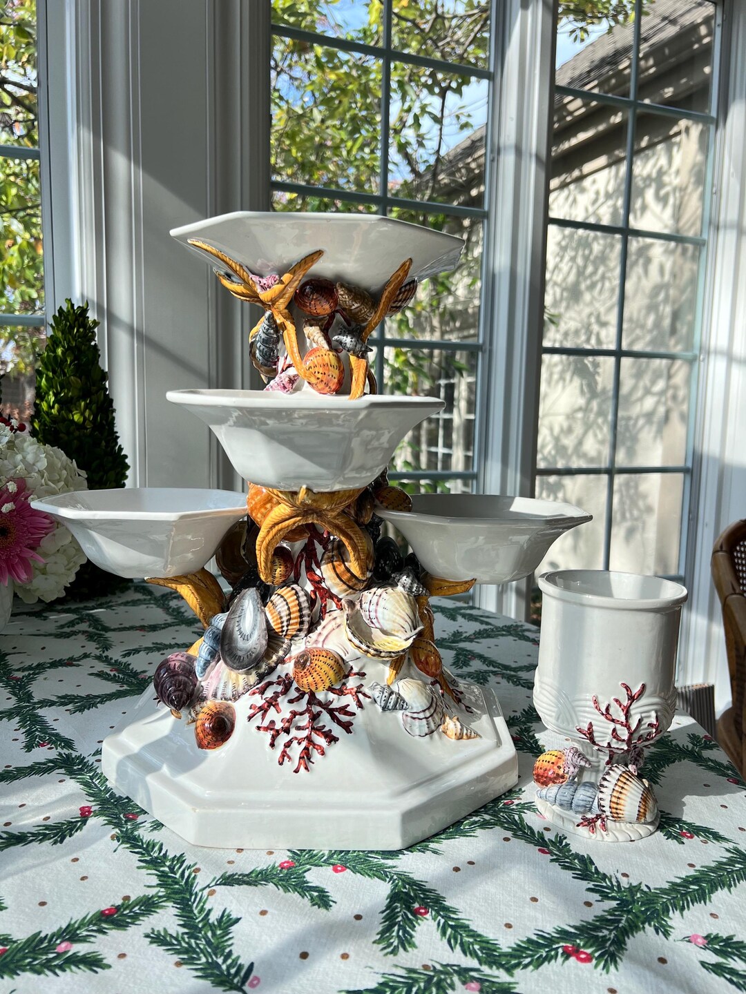 Stunning Shellfish-themed Epergne // Hand-painted Centerpiece ...