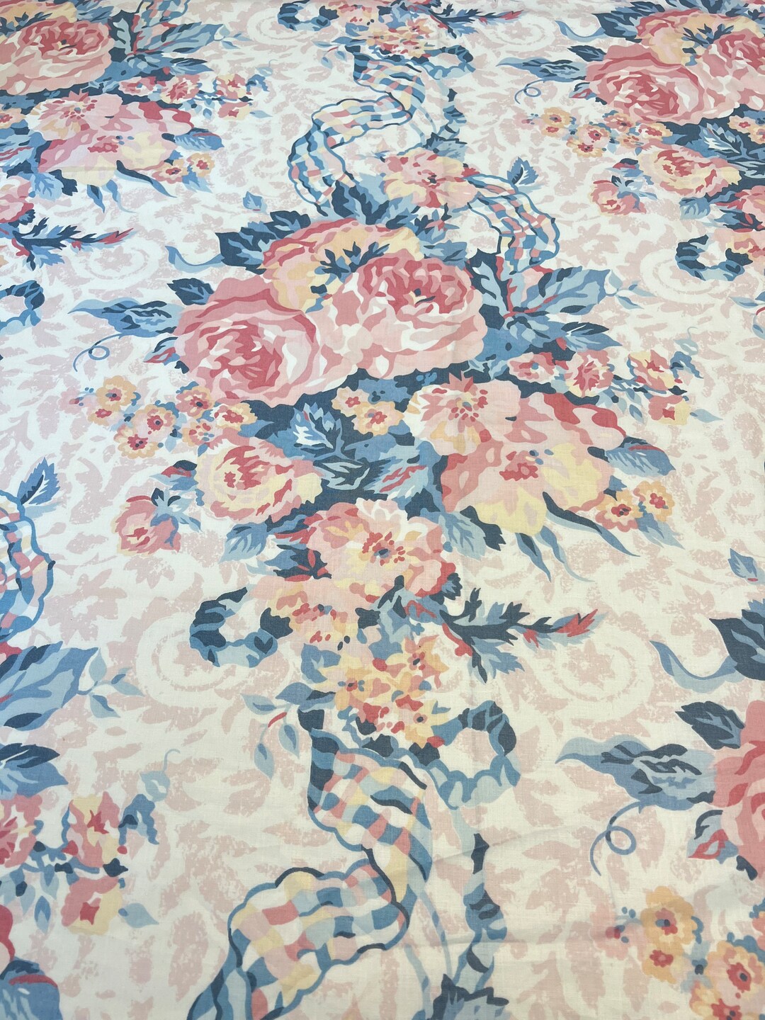 1980s Vintage Chintz by Waverly // F Schumacher // Cotton Shabby Roses ...