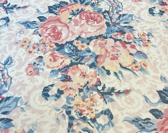 1980s vintage chintz by Waverly // F Schumacher // cotton shabby roses decorator fabric // nostalgia // 4.75 yards // decorator fabric